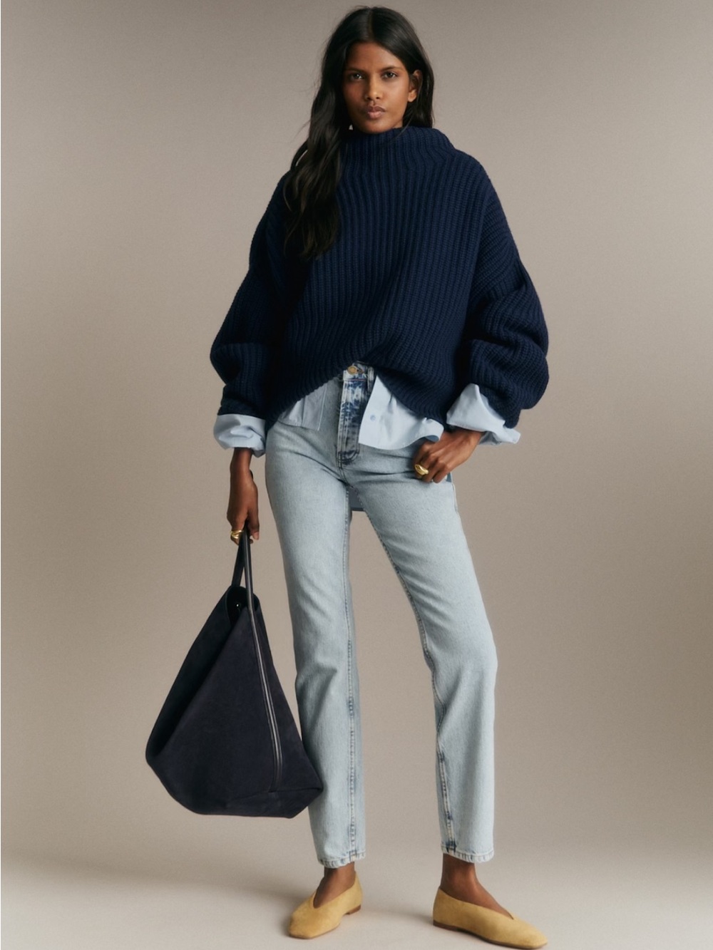 Sezane Light Blue High-Rise Straight Jeans